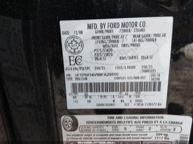 2009 FORD F-150 1FTPW14V99FA29550 Photo 8