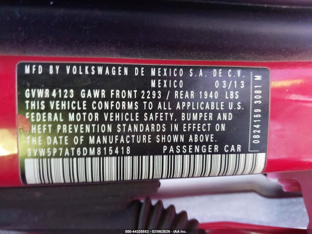 2013 VOLKSWAGEN BEETLE 3VW5P7AT6DM815418 Photo 8