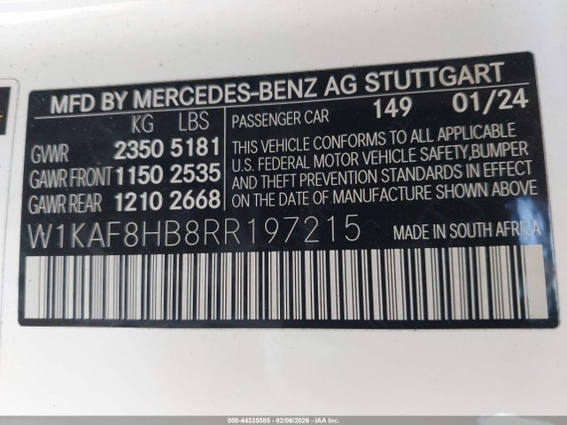 W1KAF8HB8RR197215 Mercedes-Benz Amg C 43 4matic