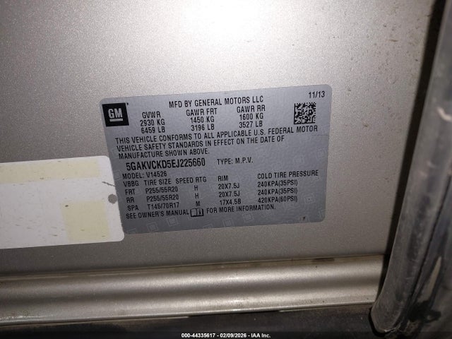 Aukcja sprzedaży 2014 Buick Enclave Premium, vin: 5GAKVCKD5EJ225660, numer aukcji: 44335617