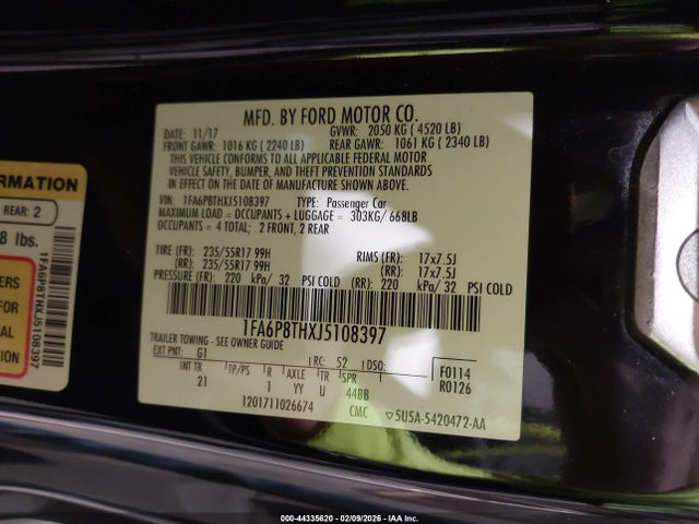 Ford Mustang Ecoboost 2018 1FA6P8THXJ5108397 Image 9