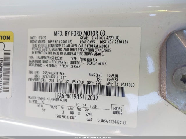 2022 FORD MUSTANG 1FA6P8CF9N5112039 Photo 8