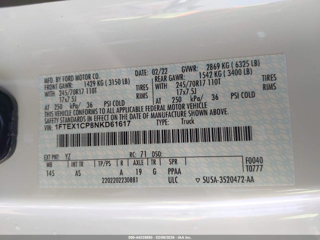 Ford F-150 Xl 2022 1FTEX1CP8NKD61617 Image 9