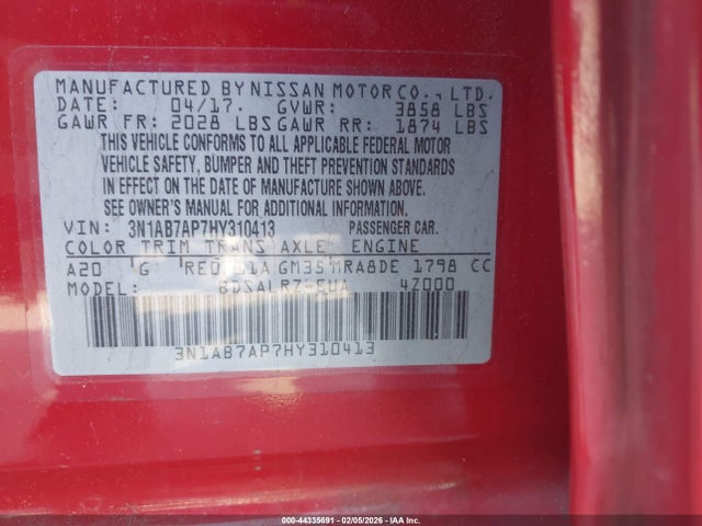 3N1AB7AP7HY310413 Nissan SENTRA SR