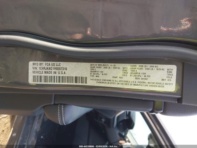 1C4RJKAG1R8557316 Jeep Grand Cherokee L Altitude 4x4