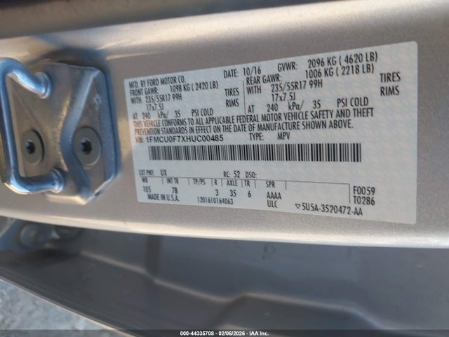 Ford ESCAPE S 2017 1FMCU0F7XHUC00485 Image 9