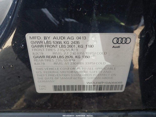 2013 AUDI Q5 WA1LFAFP1DA084085 Photo 8
