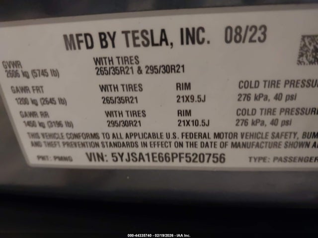 2023 TESLA MODEL S 5YJSA1E66PF520756 Photo 8