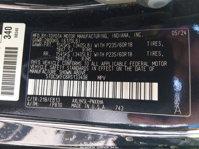5TDCSKFC6RS133408 Toyota Sienna Woodland Edition