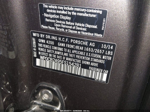 2015 PORSCHE 911 WP0CB2A95FS154281 Photo 8