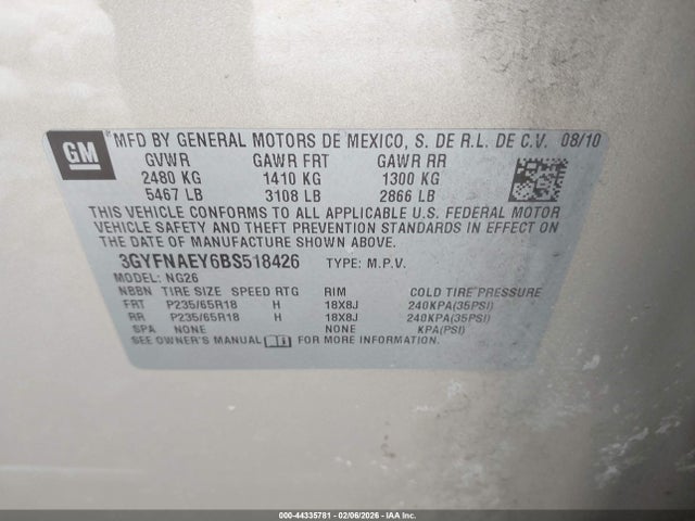 2011 CADILLAC SRX 3GYFNAEY6BS518426 Photo 8