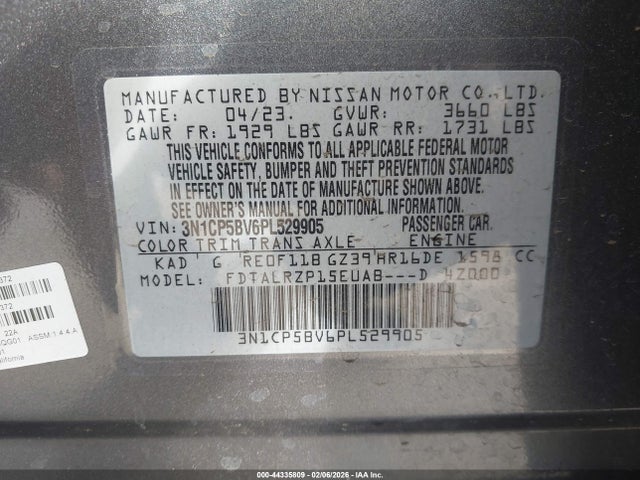 3N1CP5BV6PL529905 Nissan Kicks S Xtronic Cvt
