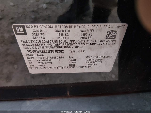 Продаж на аукціоні авто 2013 Cadillac Srx Standard, vin: 3GYFNAE36DS649282, номер лоту: 44335839