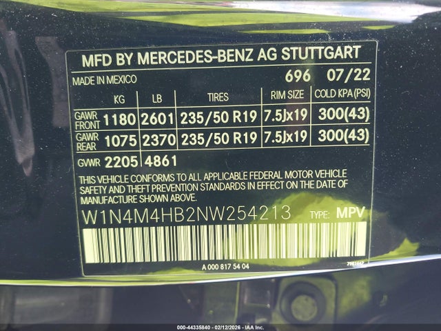 Продаж на аукціоні авто 2022 Mercedes-benz Glb 250 4matic, vin: W1N4M4HB2NW254213, номер лоту: 44335840