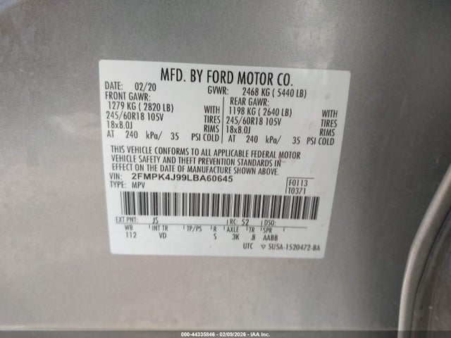 2020 FORD EDGE 2FMPK4J99LBA60645 Photo 8