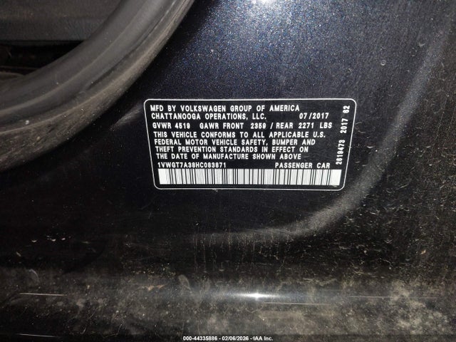 1VWGT7A38HC083871 Volkswagen Passat 1.8t Se