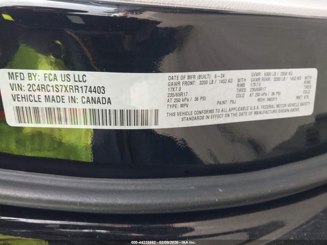 44335892 :رقم المزاد ، 2C4RC1S7XRR174403 vin ، 2024 Chrysler Pacifica Hybrid Select مزاد بيع