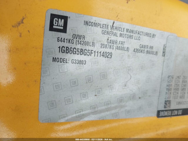 1GB6G5BG5F1114029 Chevrolet Express Cutaway 4500