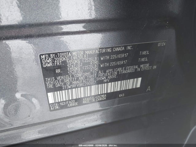 Aukcja sprzedaży 2024 Toyota Rav4 Xle, vin: 2T3W1RFV9RC290957, numer aukcji: 44335999