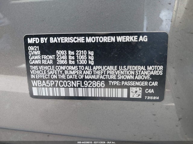 2022 BMW 3 SERIES WBA5P7C03NFL92866 Photo 8