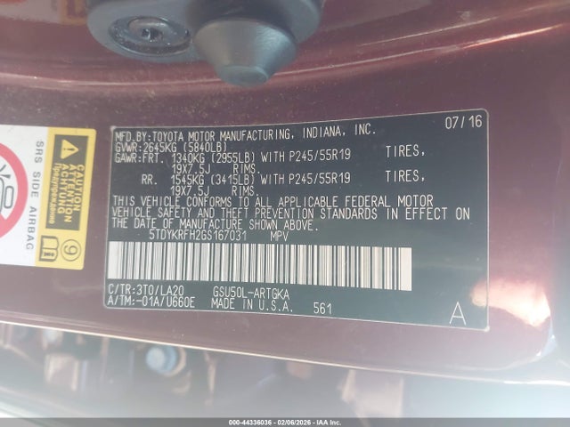 2016 TOYOTA HIGHLANDER 5TDYKRFH2GS167031 Photo 8