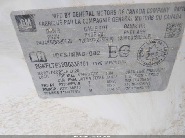 GMC Terrain Sle-2 2016 2GKFLTE32G6336101 Image 9