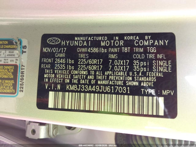 2018 HYUNDAI TUCSON KM8J33A49JU617031 Photo 8