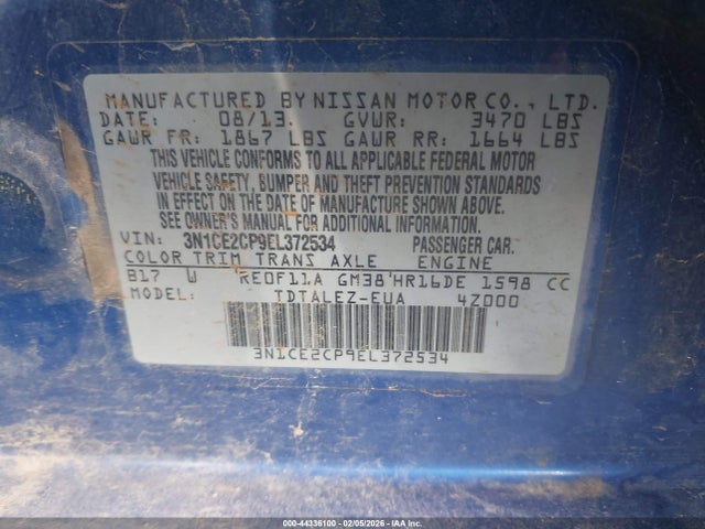 Продажа на аукционе авто 2014 Nissan Versa Note Sv, vin: 3N1CE2CP9EL372534, номер лота: 44336100