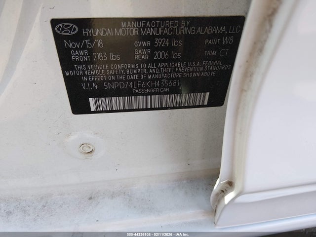 2019 HYUNDAI ELANTRA 5NPD74LF6KH435681 Photo 8