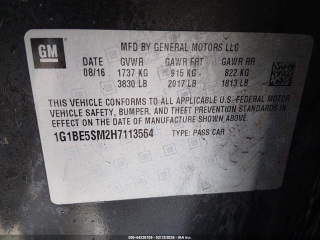 1G1BE5SM2H7113564 Chevrolet Cruze Lt Auto