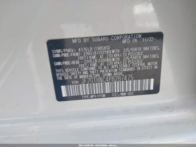 Subaru Crosstrek Limited 2023 JF2GTHNC4P8287475 Image 9