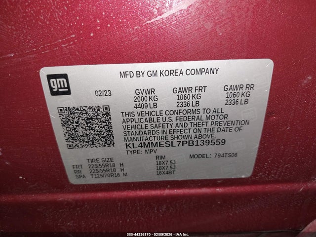 Aukcja sprzedaży 2023 Buick Encore Gx Select Awd, vin: KL4MMESL7PB139559, numer aukcji: 44336170
