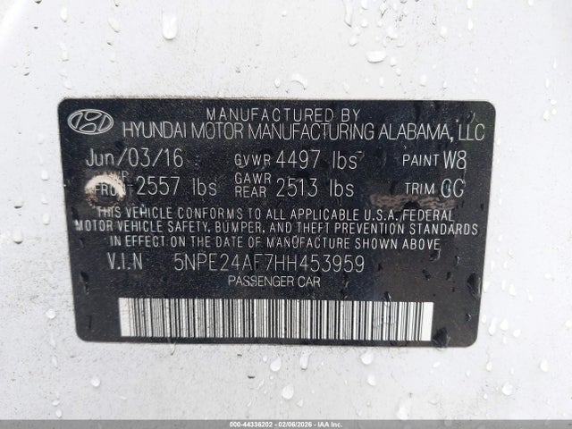 5NPE24AF7HH453959 Hyundai Sonata