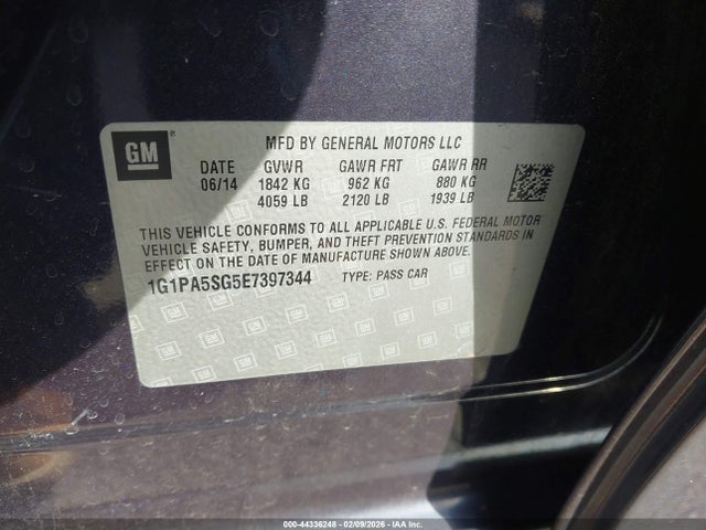 1G1PA5SG5E7397344 Chevrolet Cruze Ls Auto