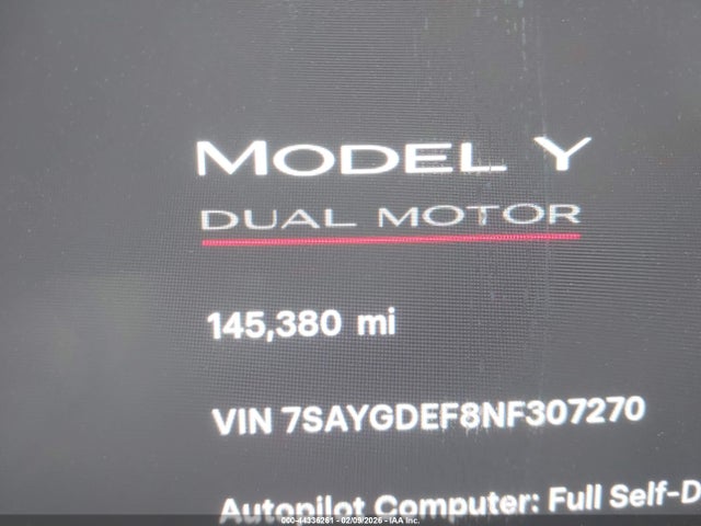 7SAYGDEF8NF307270 Tesla Model Y Performance Dual Motor All-wheel Drive