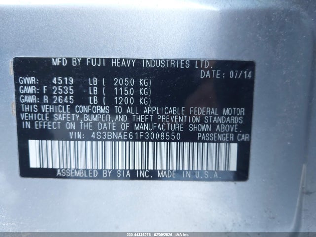 4S3BNAE61F3008550 Subaru Legacy 2.5i Premium