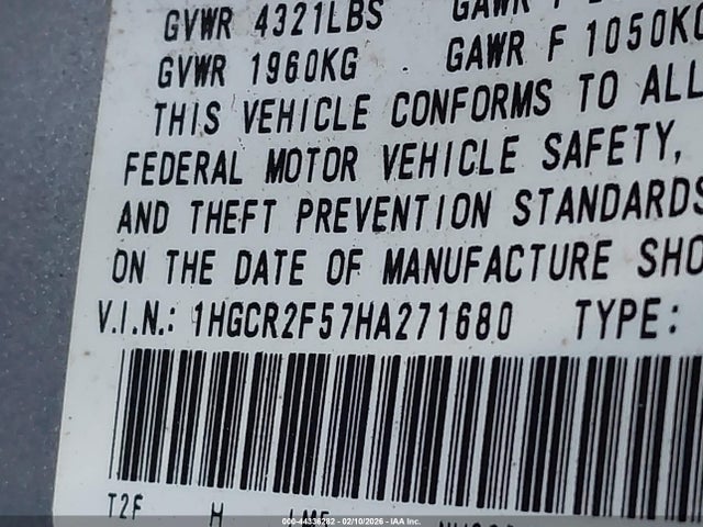 1HGCR2F57HA271680 Honda Accord Sport