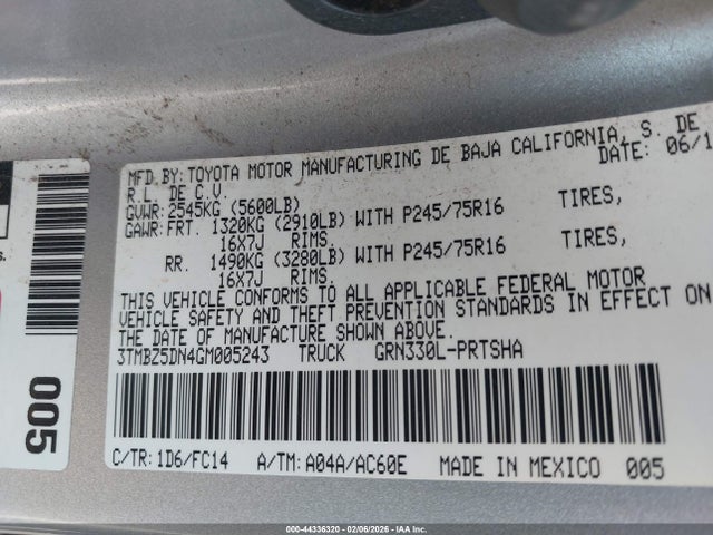 Toyota Tacoma Sr5 2016 3TMBZ5DN4GM005243 Image 9