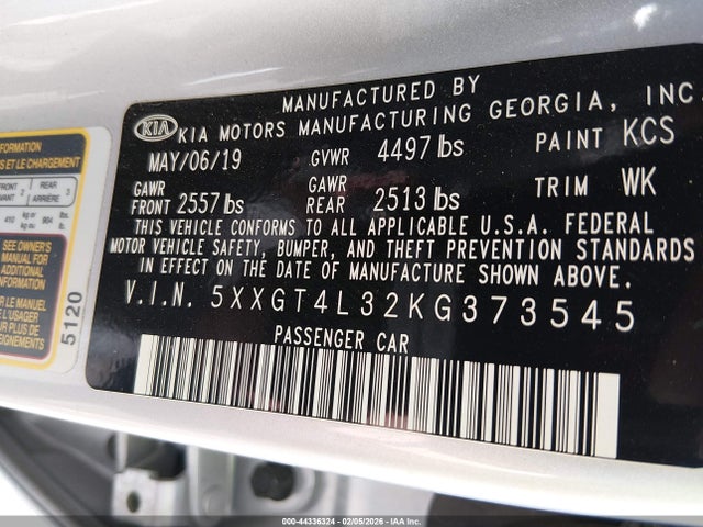 KIA Optima Lx 2019 5XXGT4L32KG373545 Image 9