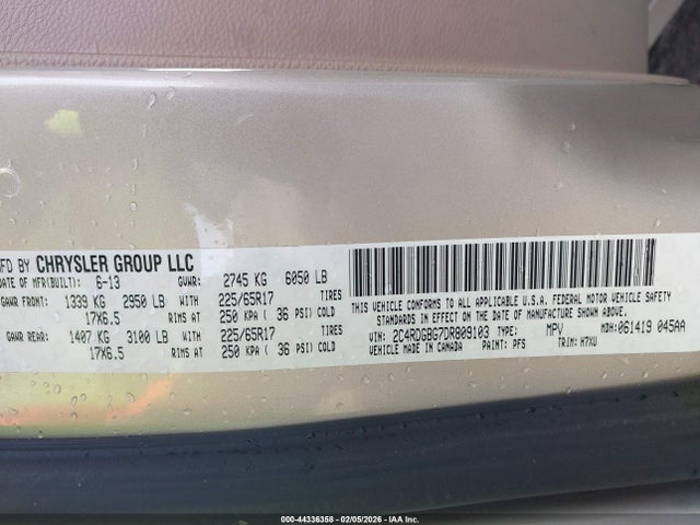 Aukcja sprzedaży 2013 Dodge Grand Caravan Se, vin: 2C4RDGBG7DR809103, numer aukcji: 44336358