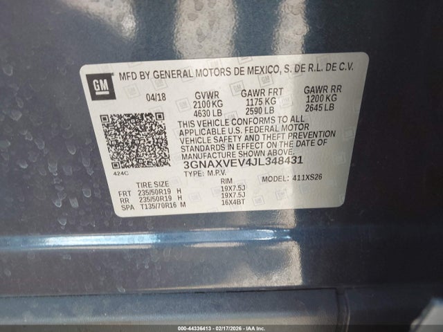 3GNAXVEV4JL348431 Chevrolet Equinox Premier