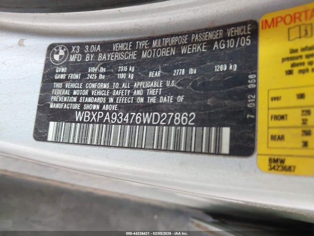 2006 BMW X3 WBXPA93476WD27862 Photo 8