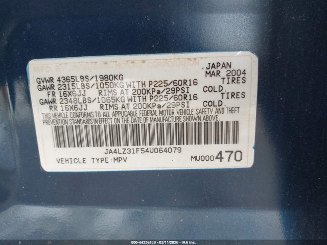 2004 MITSUBISHI OUTLANDER JA4LZ31F54U064079 Photo 8