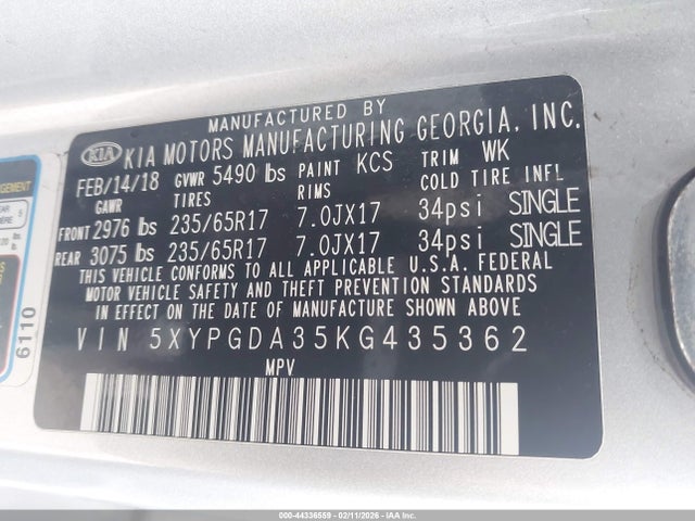 2019 KIA SORENTO 5XYPGDA35KG435362 Photo 8