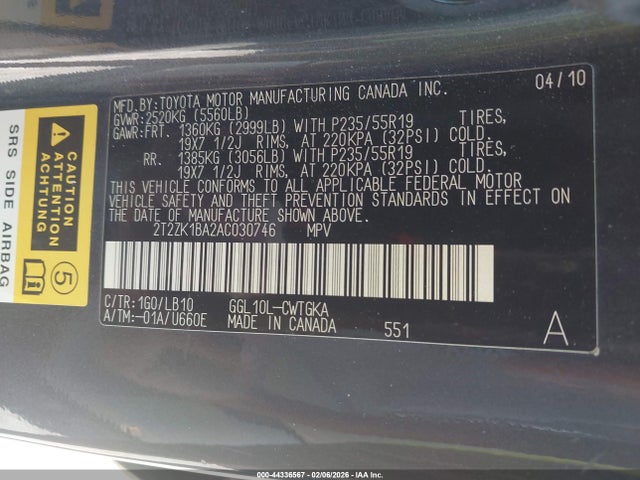 2010 LEXUS RX 350 2T2ZK1BA2AC030746 Photo 8