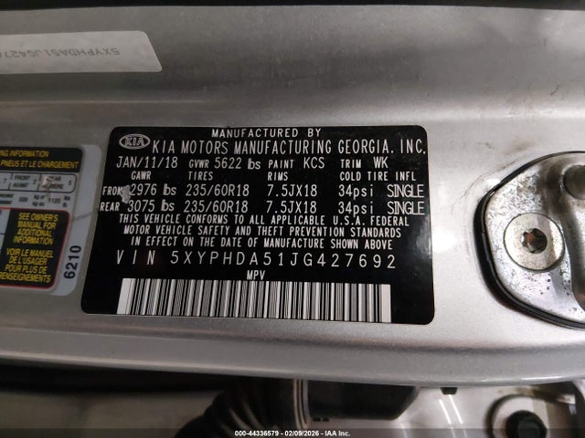 2018 KIA SORENTO 5XYPHDA51JG427692 Photo 8