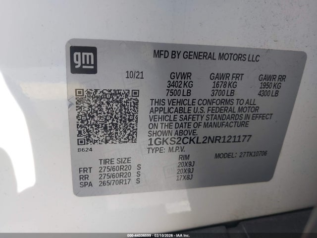 1GKS2CKL2NR121177 GMC Yukon 4wd At4