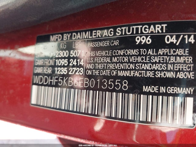 2014 Mercedes-benz E 350 მანქანა იყიდება აუქციონზე, vin: WDDHF5KB6EB013558, აუქციონის ნომერი: 44336619