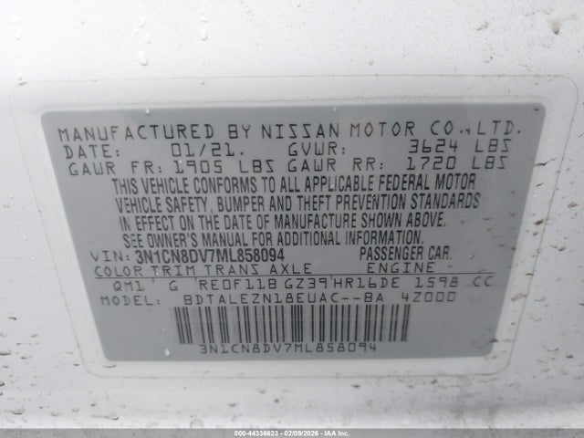 3N1CN8DV7ML858094 Nissan Versa S Xtronic Cvt