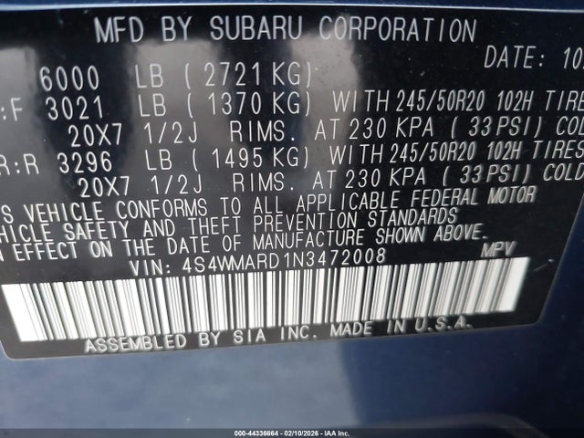2022 SUBARU ASCENT 4S4WMARD1N3472008 Photo 8